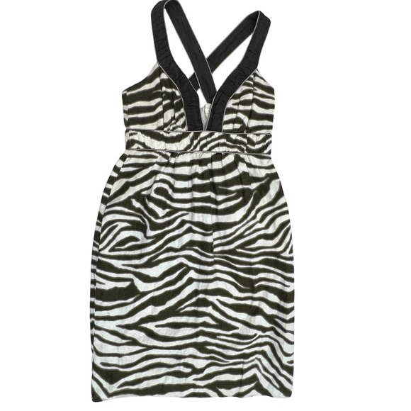 Banana Republic Zebra Print Dress Cross Back‎ Straps Petite 0P - Picture 1 of 4